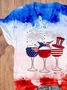 T-shirts Décontracté Été Le jour de l'indépendance (Drapeau) Coton Micro-élasticité Quotidien Coupe Régulière Régulier Trapèze pour Femmes