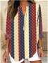 Chemises Géométrique Décontracté Printemps / Automne Polyester Micro-élasticité Quotidien Manches Longues Trapèze Régulier pour Femmes