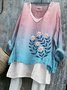 Chemises Femmes Décontracté Floral Printemps / Automne Coton Quotidien Coupe Régulière Manches Longues Trapèze Régulier