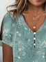T-shirts Femmes Décontracté Été Plantes Coton Col V Micro-élasticité Coupe Régulière Régulier Droit