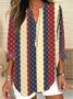 Chemises Géométrique Décontracté Printemps / Automne Polyester Micro-élasticité Quotidien Manches Longues Trapèze Régulier pour Femmes