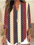 Chemises Géométrique Décontracté Printemps / Automne Polyester Micro-élasticité Quotidien Manches Longues Trapèze Régulier pour Femmes