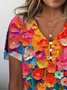 T-shirts Femmes Décontracté La peinture Été Faire la navette Coupe Régulière Manches Courtes Régulier Droit Régulier