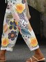 Pantalons Femmes Décontracté Floral Printemps / Automne Coton Micro-élasticité Quotidien Coupe Régulière Droit Régulier