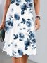 Femmes Floral Blanc Col Rond Confortable Robe Mi-Longue Décontracté