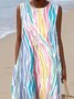 Femmes Géométrique Multicolore Col Rond Confortable Robe Maxi Décontracté