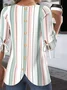 Blouses Rayé Simple Été Micro-élasticité Domestique Coupe Régulière Demi Manche Droit Régulier pour Femmes