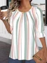 Blouses Rayé Simple Été Micro-élasticité Domestique Coupe Régulière Demi Manche Droit Régulier pour Femmes