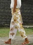 Pantalons Femmes Décontracté Floral Printemps / Automne Coton Naturel Coupe Régulière Pantalon droit Droit Régulier