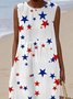 Femmes Drapeau des États-Unis Blanc Col Rond Confortable Robe Maxi Décontracté