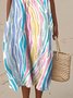Femmes Géométrique Multicolore Col Rond Confortable Robe Maxi Décontracté