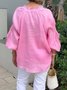 Blouses Femmes Décontracté Plain Printemps / Automne Polyester Pull-over Manches Longues Régulier Droit Col mi-ouvert