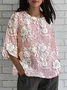 T-shirts Femmes Rétro Été impression en 3D Micro-élasticité Ample Demi Manche Col Rond Trapèze Régulier