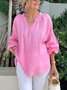 Blouses Femmes Décontracté Plain Printemps / Automne Polyester Pull-over Manches Longues Régulier Droit Col mi-ouvert