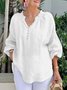 Blouses Femmes Décontracté Plain Printemps / Automne Polyester Pull-over Manches Longues Régulier Droit Col mi-ouvert