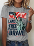 T-shirts Femmes Décontracté Été Drapeau Coton Quotidien Ample Col Rond Régulier Droit