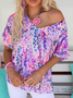 Blouses Femmes Décontracté Floral Été Mélange de lin Naturel Ample Régulier Régulier T.-N.-L.