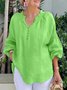 Blouses Femmes Décontracté Plain Printemps / Automne Polyester Pull-over Manches Longues Régulier Droit Col mi-ouvert