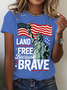 T-shirts Femmes Décontracté Été Drapeau Coton Quotidien Ample Col Rond Régulier Droit