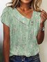 T-shirts Femmes Plain Décontracté Été Polyester Sortie Asymétrique Régulier Droit Boucle