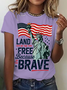 T-shirts Femmes Décontracté Été Drapeau Coton Quotidien Ample Col Rond Régulier Droit