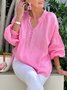 Blouses Femmes Décontracté Plain Printemps / Automne Polyester Pull-over Manches Longues Régulier Droit Col mi-ouvert