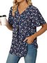 Chemises Femmes Décontracté Floral Été Polyester Col V Quotidien Manches Courtes Régulier Régulier