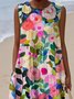 Femmes Floral Pêche Col Rond Confortable Robe Maxi Décontracté