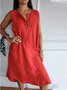 Femmes Plain Blanc Col V Confortable Robe Mi-Longue Décontracté