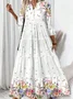 Femmes Floral Blanc Col V Confortable Robe Maxi Décontracté