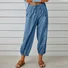 Pantalons Femmes Semi-formel Plain Printemps / Automne Coton Et Lin Boucle Naturel Séchage Rapide Journée Taille Élastique