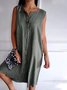 Femmes Plain Blanc Col V Confortable Robe Mi-Longue Décontracté