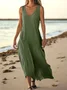 Femmes Plain Bleu Ciel Col V Confortable Robe Maxi Décontracté