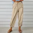 Pantalons Femmes Semi-formel Plain Printemps / Automne Coton Et Lin Boucle Naturel Séchage Rapide Journée Taille Élastique