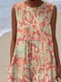 Femmes Floral Orange Col Rond Confortable Robe Maxi Décontracté