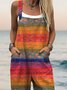 Combinaisons Femmes Ethnique Boho Été Naturel Micro-élasticité Coupe Régulière Coton Et Lin Long Top Débardeur