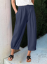 Pantalons Femmes en Lin Plain Printemps / Automne Coton Naturel Micro-élasticité Ample Pantalons à Jambe Large Droit