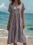 Femmes Plain Aqua Col V Confortable Robe Maxi Décontracté