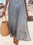 Femmes Motif Cachemire Bleu Col Rond Confortable Robe Maxi Décontracté