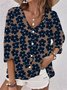 Blouses Femmes Urbain Floral Printemps / Automne Polyester Imprimé Quotidien Manches trois quarts Régulier Droit
