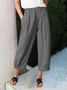 Pantalons Femmes en Lin Plain Printemps / Automne Coton Naturel Micro-élasticité Ample Pantalons à Jambe Large Droit