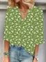 Blouses Décontracté Plantes Été Coton Aucune élasticité Demi Manche Régulier Droit Régulier pour Femmes