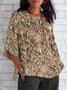 T-shirts Décontracté Floral Printemps / Automne en Lin Micro-élasticité Coupe Régulière Régulier Trapèze Régulier pour Femmes
