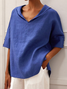 Blouses Femmes Rue Plain Été Polyester Col V Ample Régulier Droit Régulier