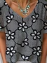 T-shirts Simple Floral Été Aucune élasticité Ample Manches Courtes Régulier Droit T.-N.-L. pour Femmes