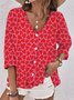 Blouses Femmes Urbain Floral Printemps / Automne Polyester Imprimé Quotidien Manches trois quarts Régulier Droit