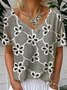T-shirts Simple Floral Été Aucune élasticité Ample Manches Courtes Régulier Droit T.-N.-L. pour Femmes