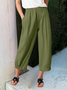 Pantalons Femmes en Lin Plain Printemps / Automne Coton Naturel Micro-élasticité Ample Pantalons à Jambe Large Droit