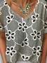 T-shirts Simple Floral Été Aucune élasticité Ample Manches Courtes Régulier Droit T.-N.-L. pour Femmes