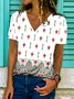 T-shirts Femmes Décontracté Floral Été Polyester Col V Micro-élasticité Quotidien Trapèze Régulier